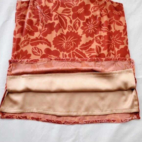 Magid Bernard Peach Silk 2-Pc Velvet Burnout Floral Vintage Chic Loungewear Sz S - Picture 7 of 16